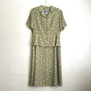 Pendleton vintage short sleeve skirt set in flowing scarf weight fabric, lined